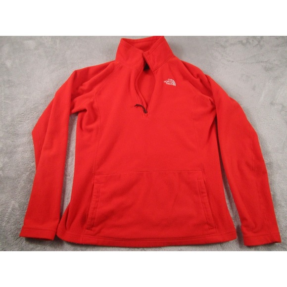 The North Face Sweaters - The North Face Sweater Womens Medium Orange 1/4 Zip Mock Neck Outdoor Fleece